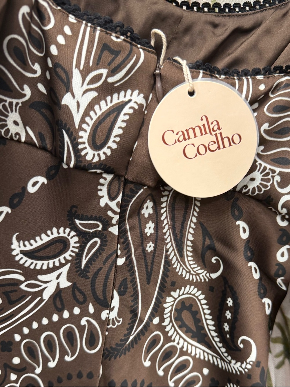 NWT Camila Coelho Brown paisley Bandana Slip Dress Size Small $295 REVOLVE - Picture 2 of 3